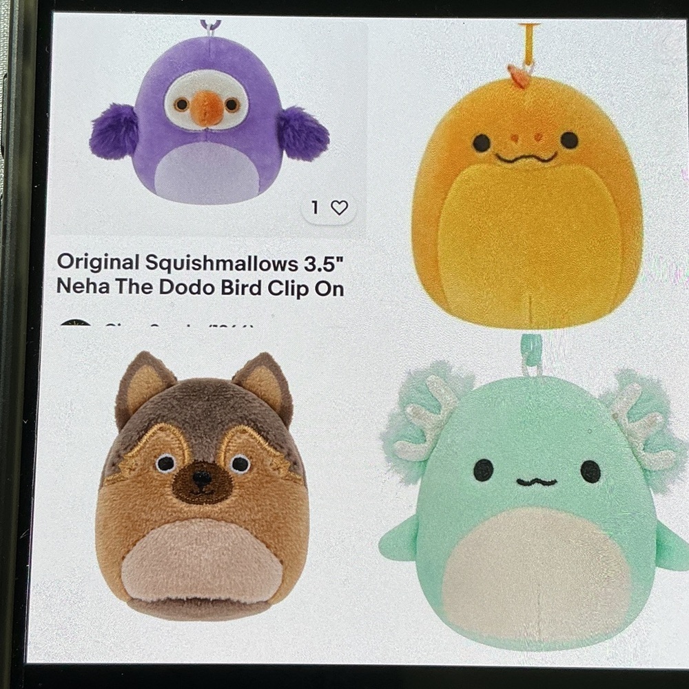 Squishmallows Plush  4 Clip-On -   Neha, Onel, Mario, and Anastasia